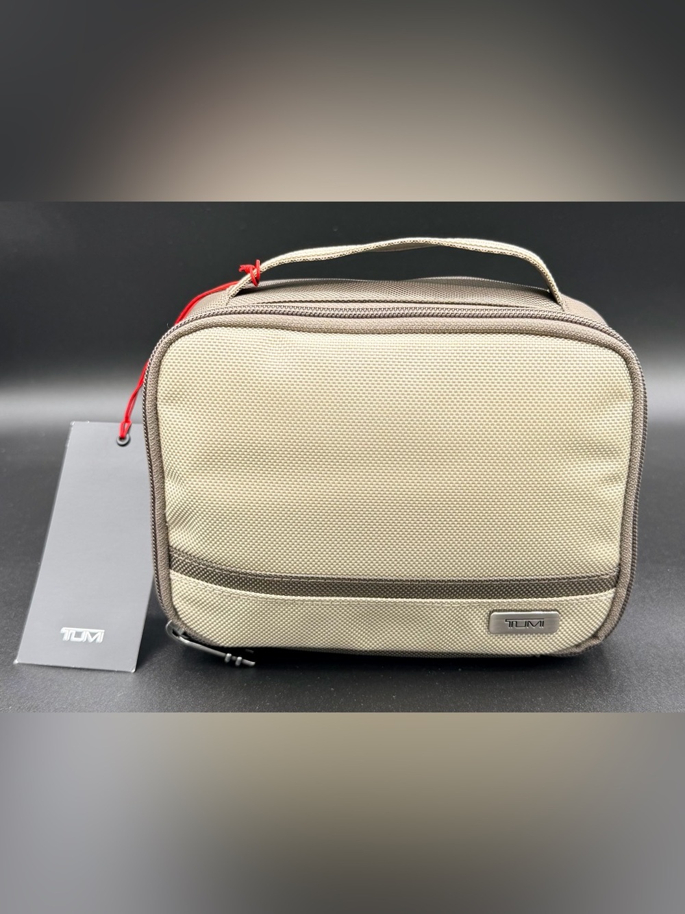 NWT TUMI Travel Pouch Tonal Sand with Gunmetal Accent Hardware